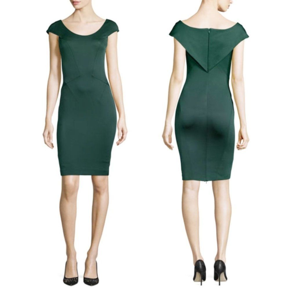 ZAC Zac Posen Emerald Green Cap-Sleeve Sheath Dress